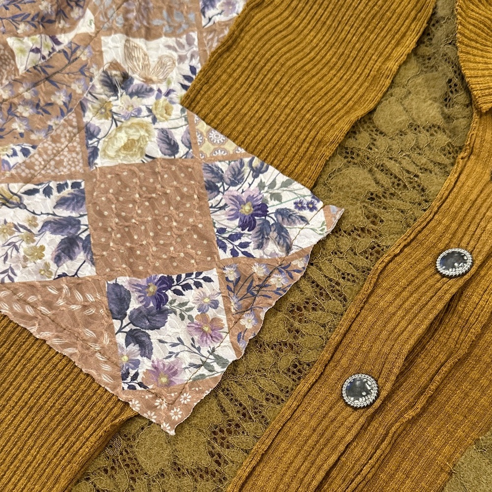 POL Patchwork Button-Down Cardigan Shacket in Mus… - image 7